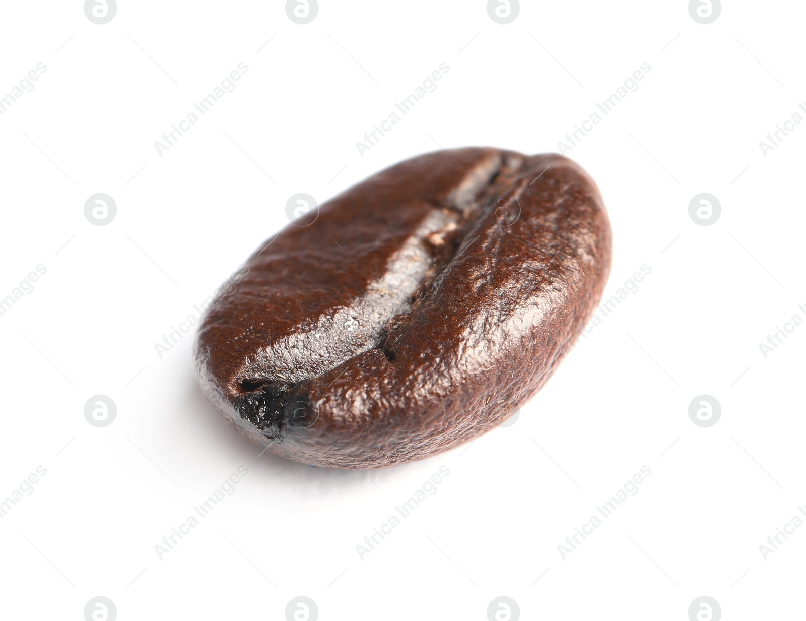 Photo of Single roasted coffee bean on white background