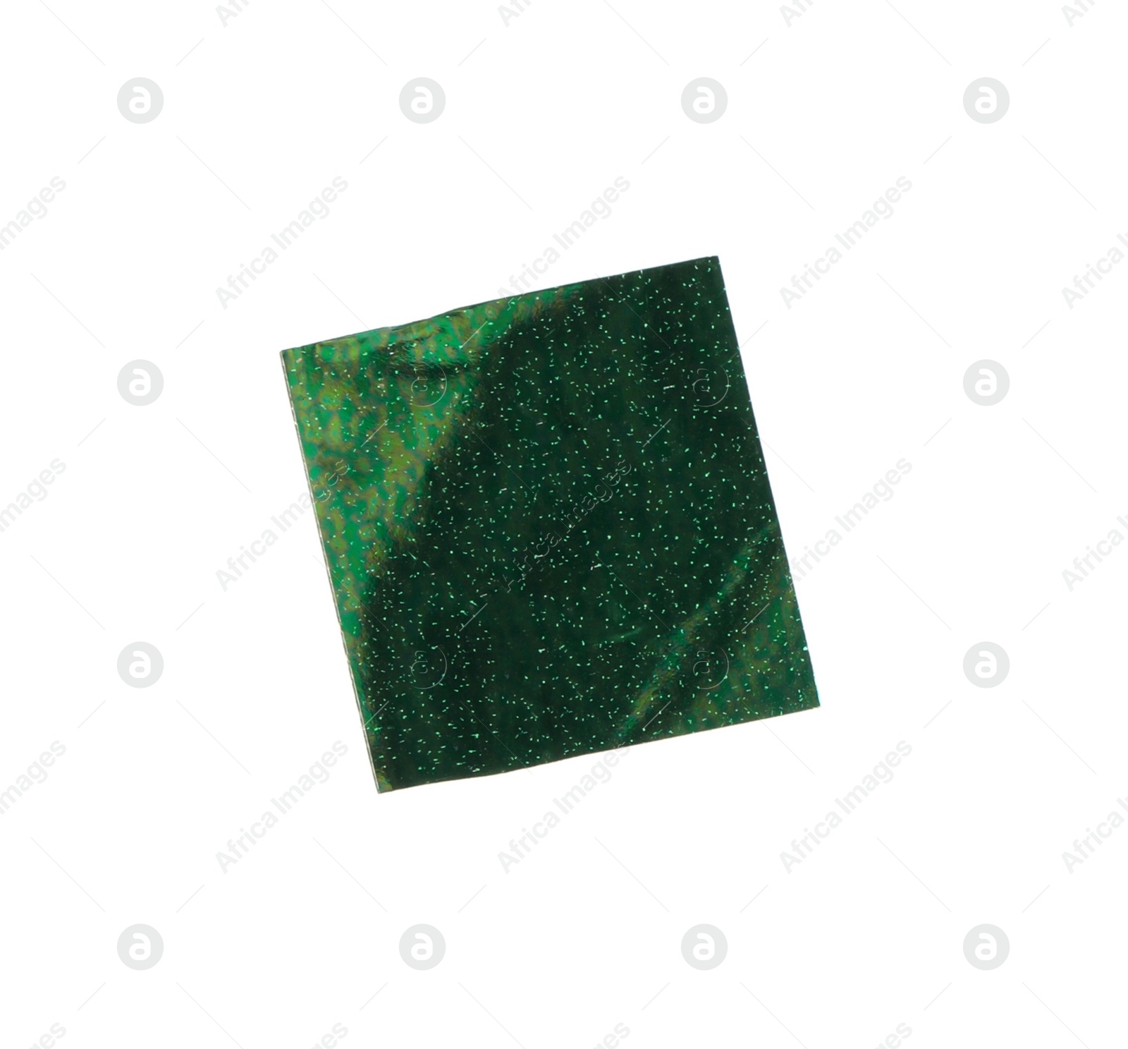 Photo of Piece of green confetti isolated on white