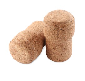 Photo of Two sparkling wine corks on white background