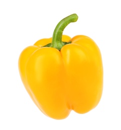 Photo of Ripe yellow bell pepper isolated on white