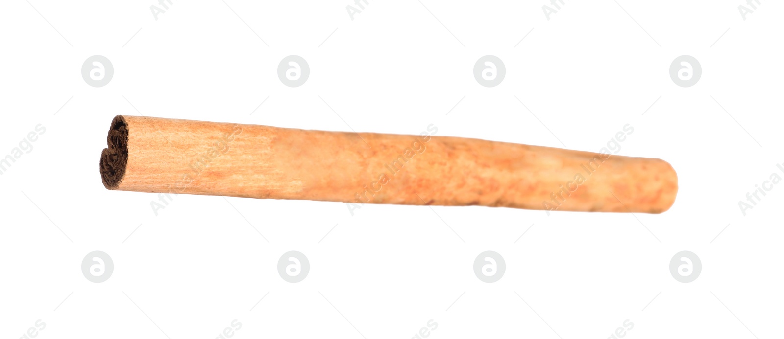 Photo of One aromatic cinnamon stick isolated on white