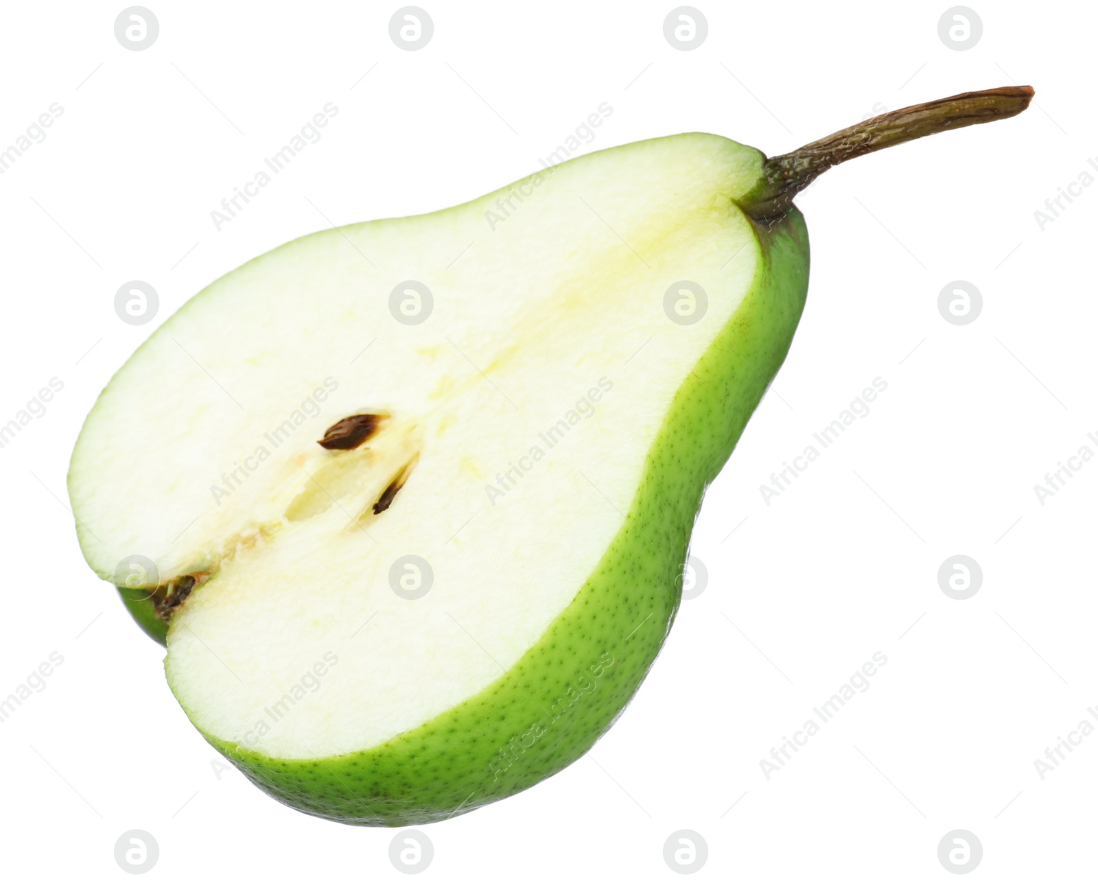 Photo of Half of fresh ripe pear isolated on white