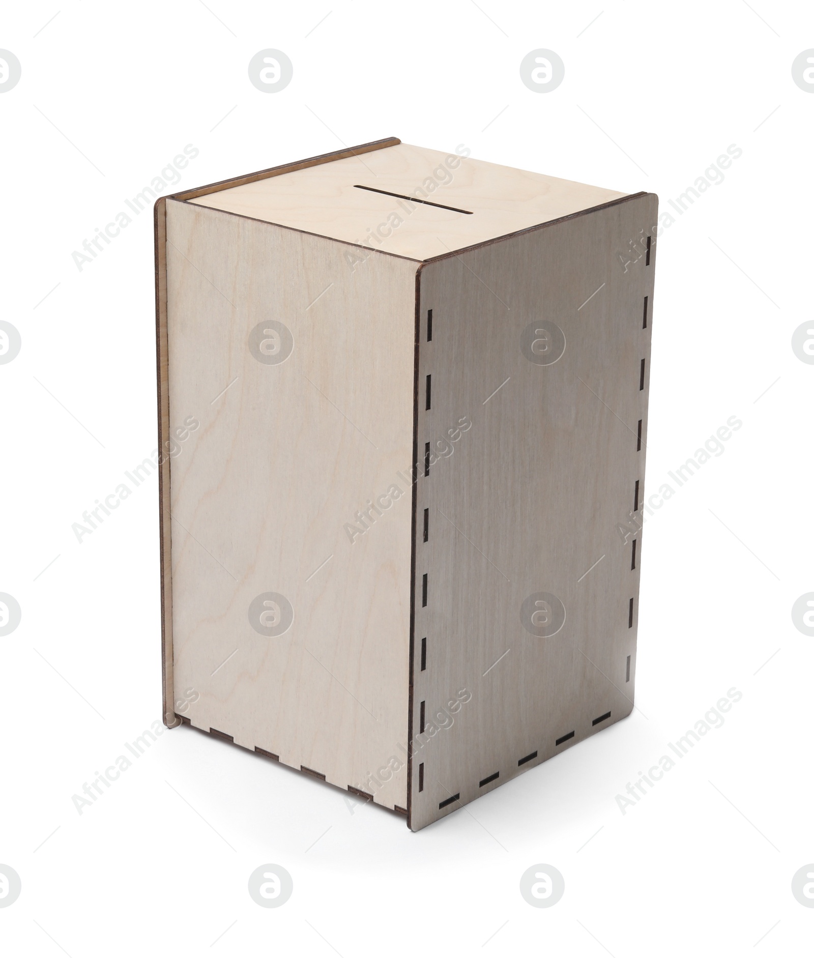 Photo of One wooden ballot box isolated on white