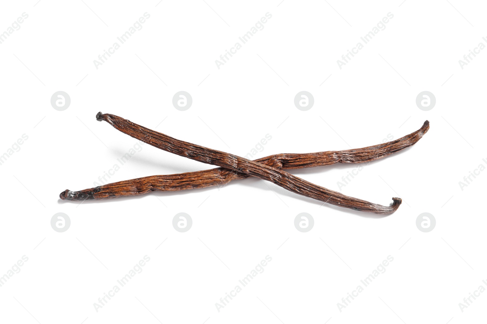 Photo of Aromatic vanilla sticks on white background