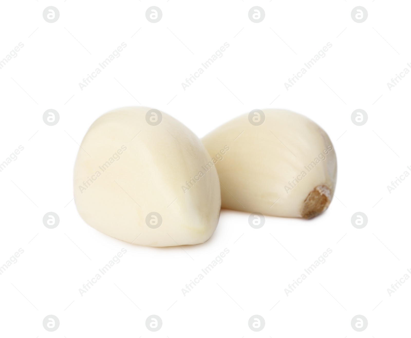 Photo of Fresh organic garlic cloves on white background
