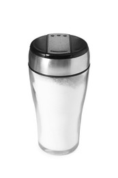 Photo of One shaker with salt isolated on white