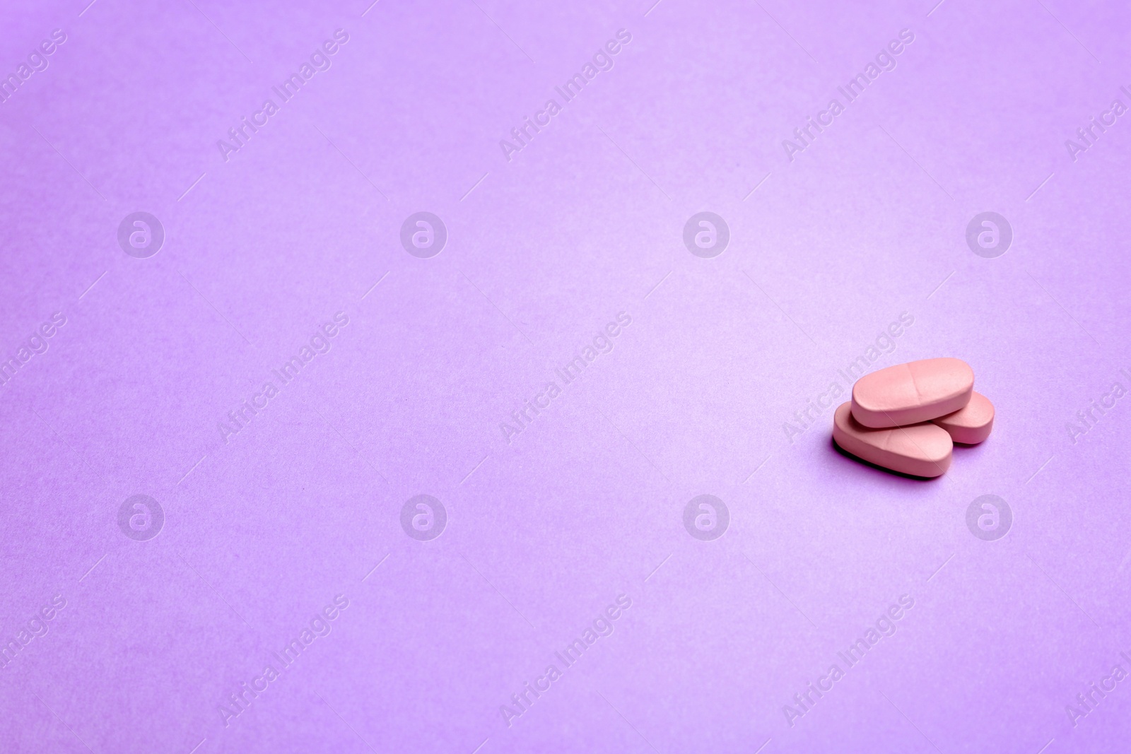 Photo of Pills and space for text on color background