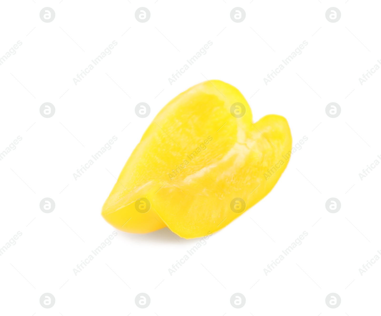 Photo of Slice of yellow bell pepper isolated on white