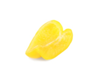 Photo of Slice of yellow bell pepper isolated on white