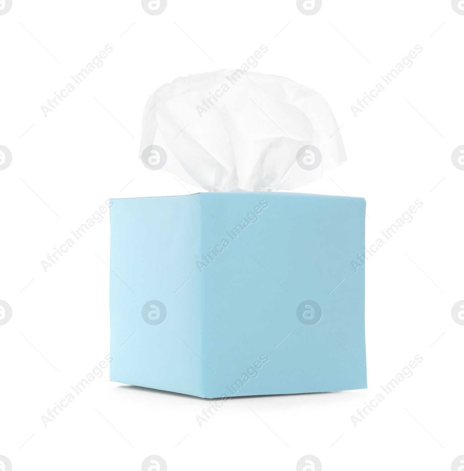 Photo of Box with paper tissues isolated on white