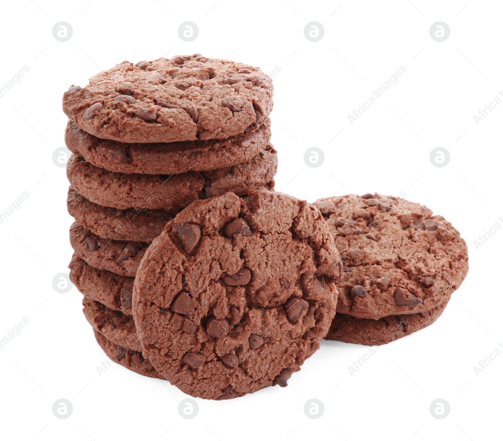 Photo of Delicious chocolate chip cookies isolated on white