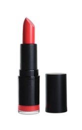 Bright lipstick on white background. Professional makeup product