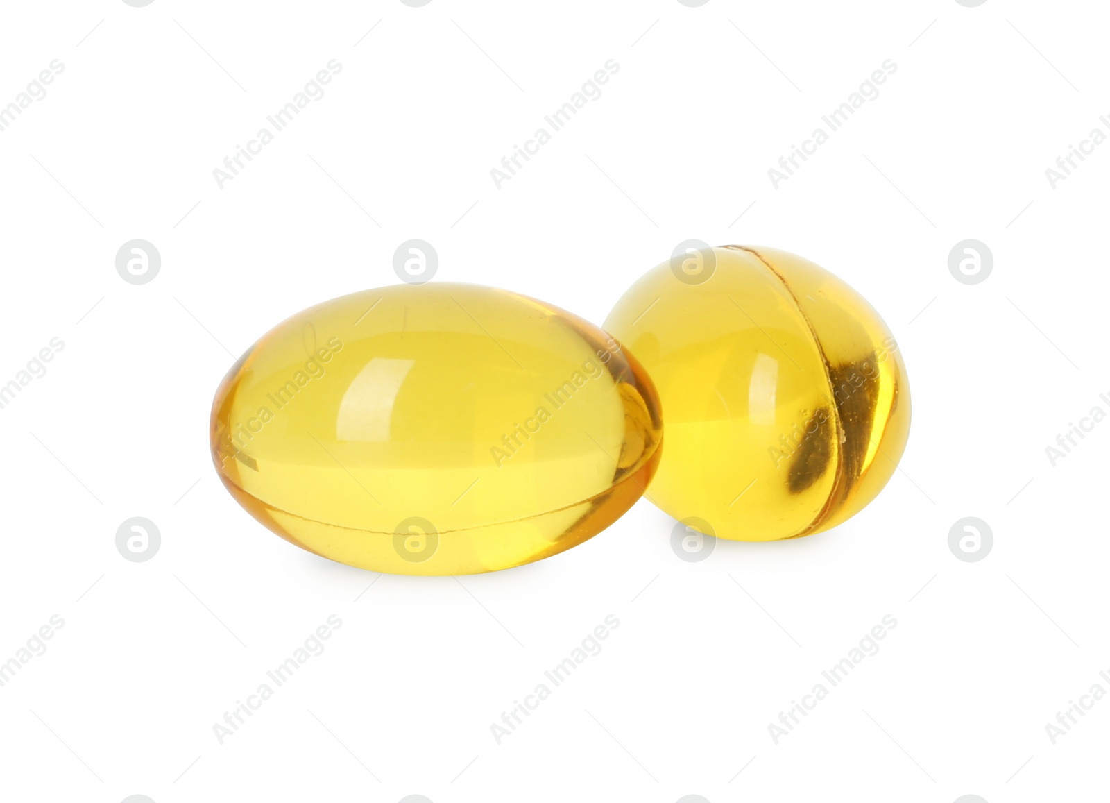 Photo of Vitamin capsules isolated on white. Health supplement