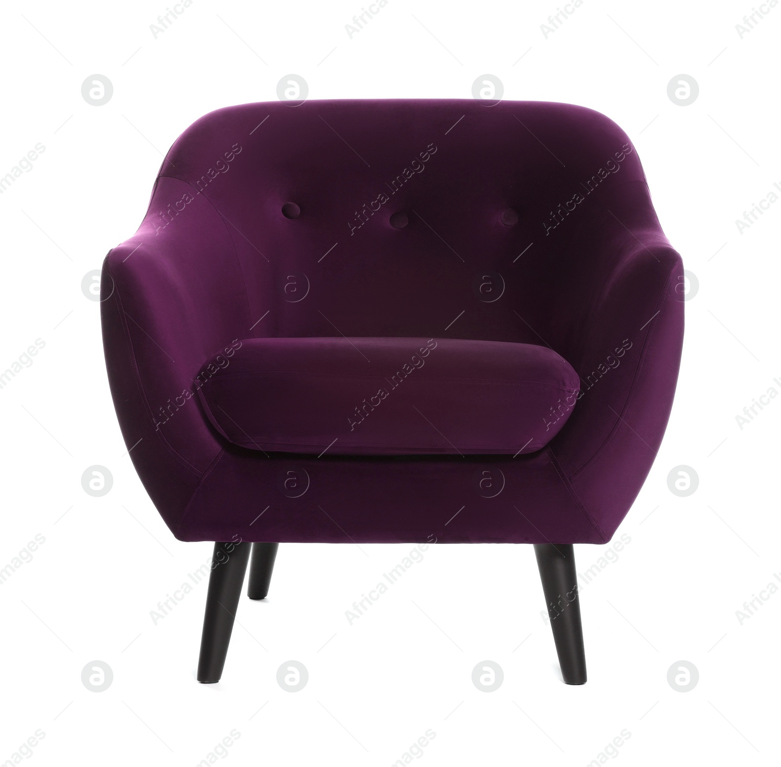 Image of One comfortable dark purple armchair isolated on white