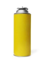 Photo of Can of gas butane isolated on white. Military training equipment