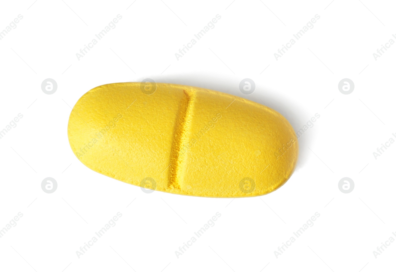 Photo of Pill on white background, top view. Medical care and treatment