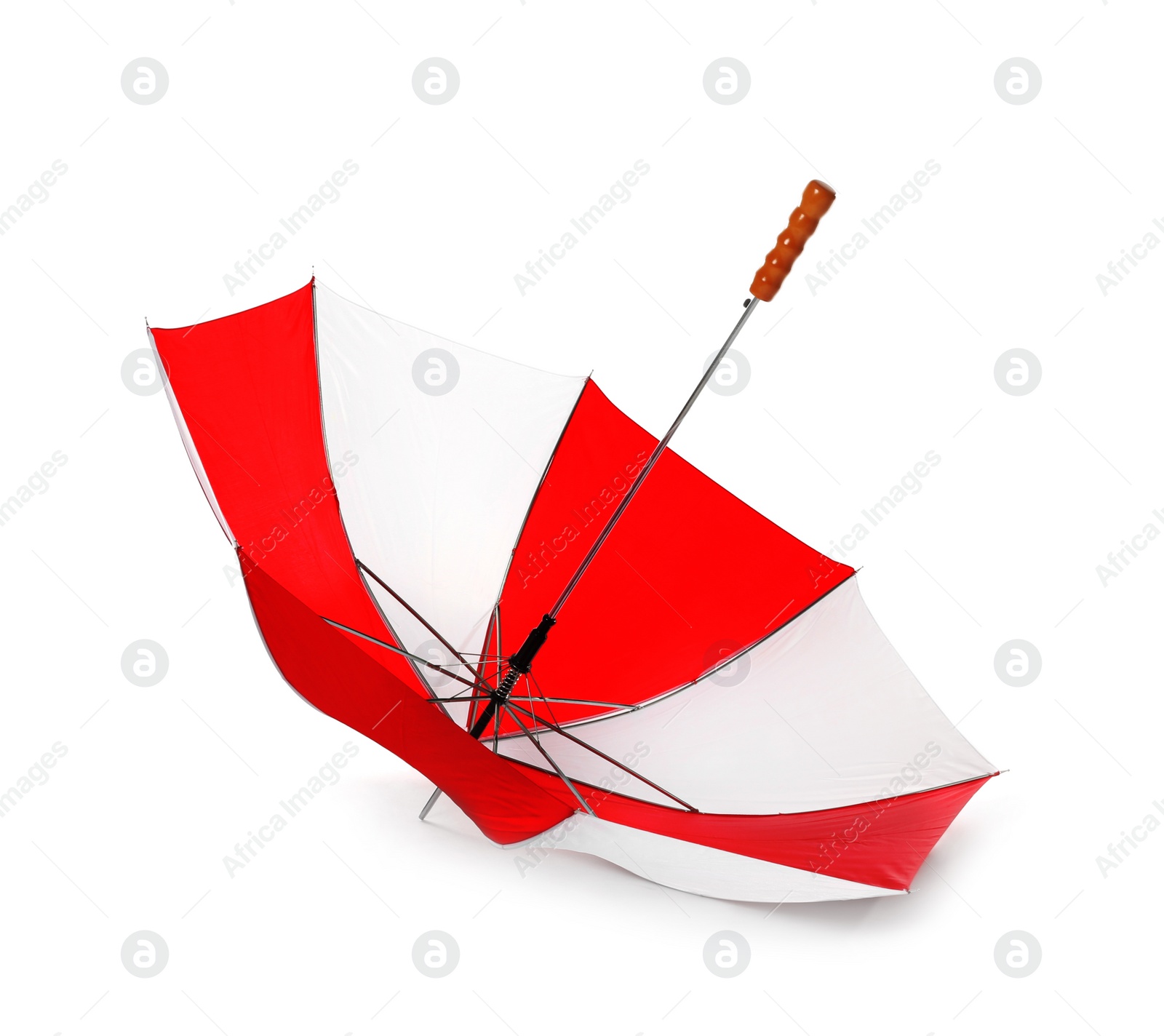 Photo of Modern opened bright umbrella isolated on white