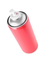 One red spray paint can isolated on white