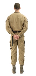 Photo of Male security guard in uniform on white background