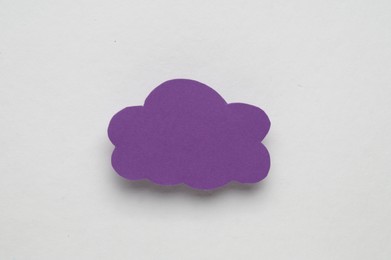Photo of Paper speech bubble in shape of cloud on white background, top view. Space for text