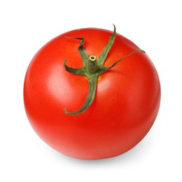 One fresh ripe tomato isolated on white