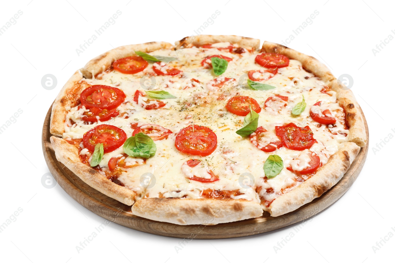 Photo of Delicious hot pizza Margherita isolated on white