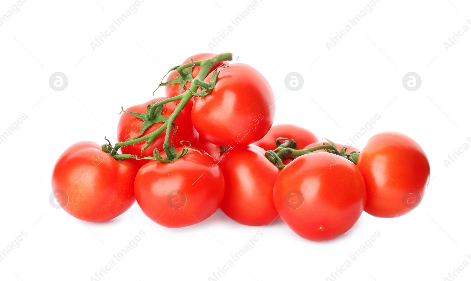 Photo of Fresh ripe red tomatoes on white background