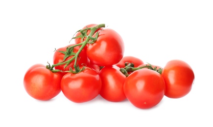 Photo of Fresh ripe red tomatoes on white background