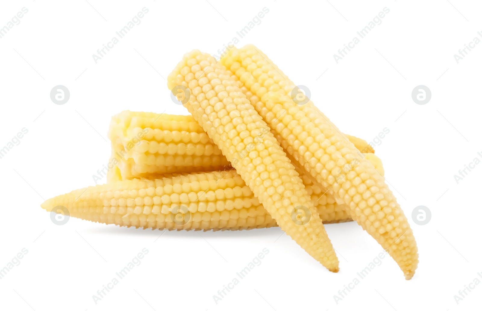 Photo of Sweet pickled baby corn isolated on white