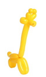 Giraffe figure made of modelling balloon on white background