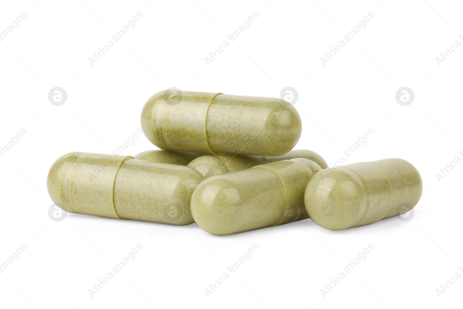 Photo of Vitamin capsules isolated on white. Health supplement