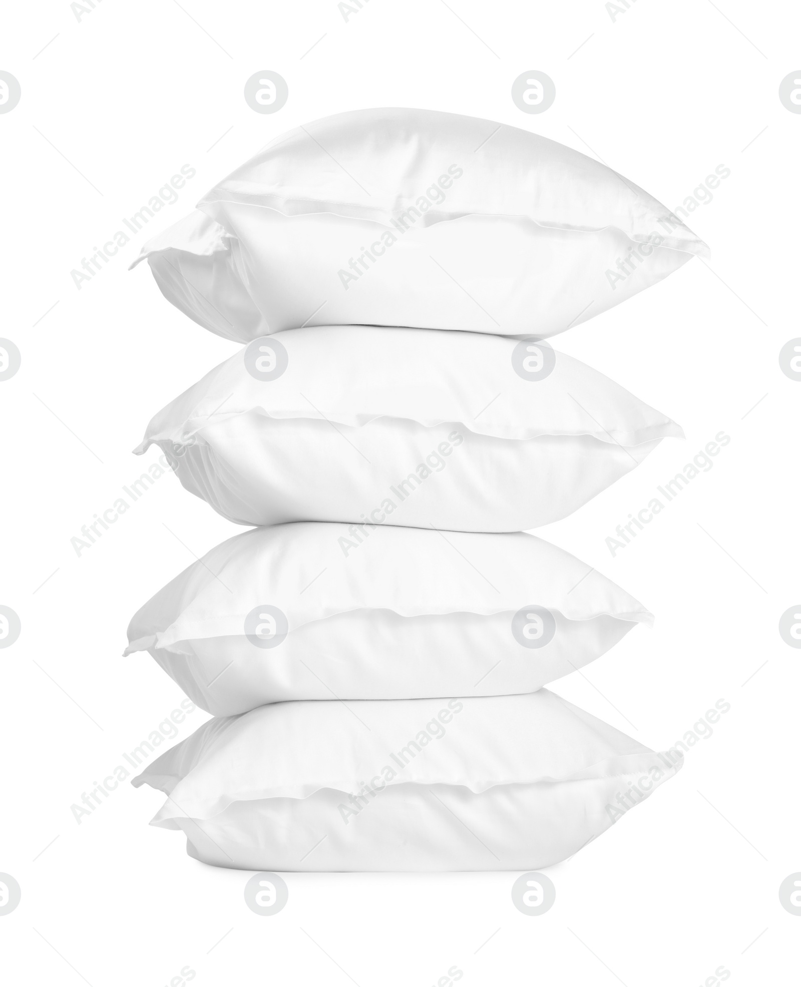 Photo of Stack of soft pillows isolated on white