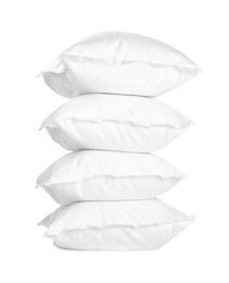 Stack of soft pillows isolated on white