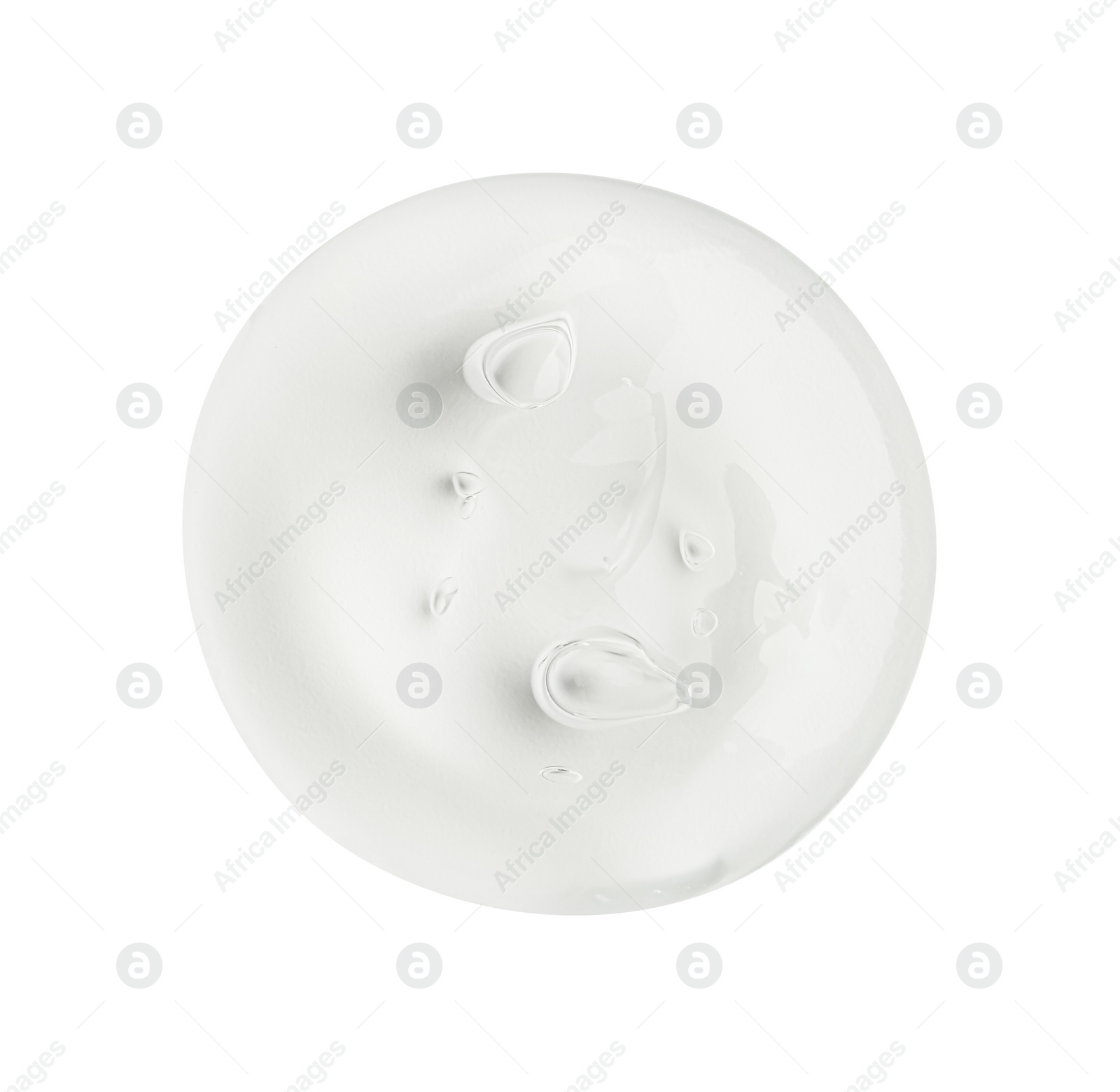 Photo of Sample of clear cosmetic gel on white background, top view