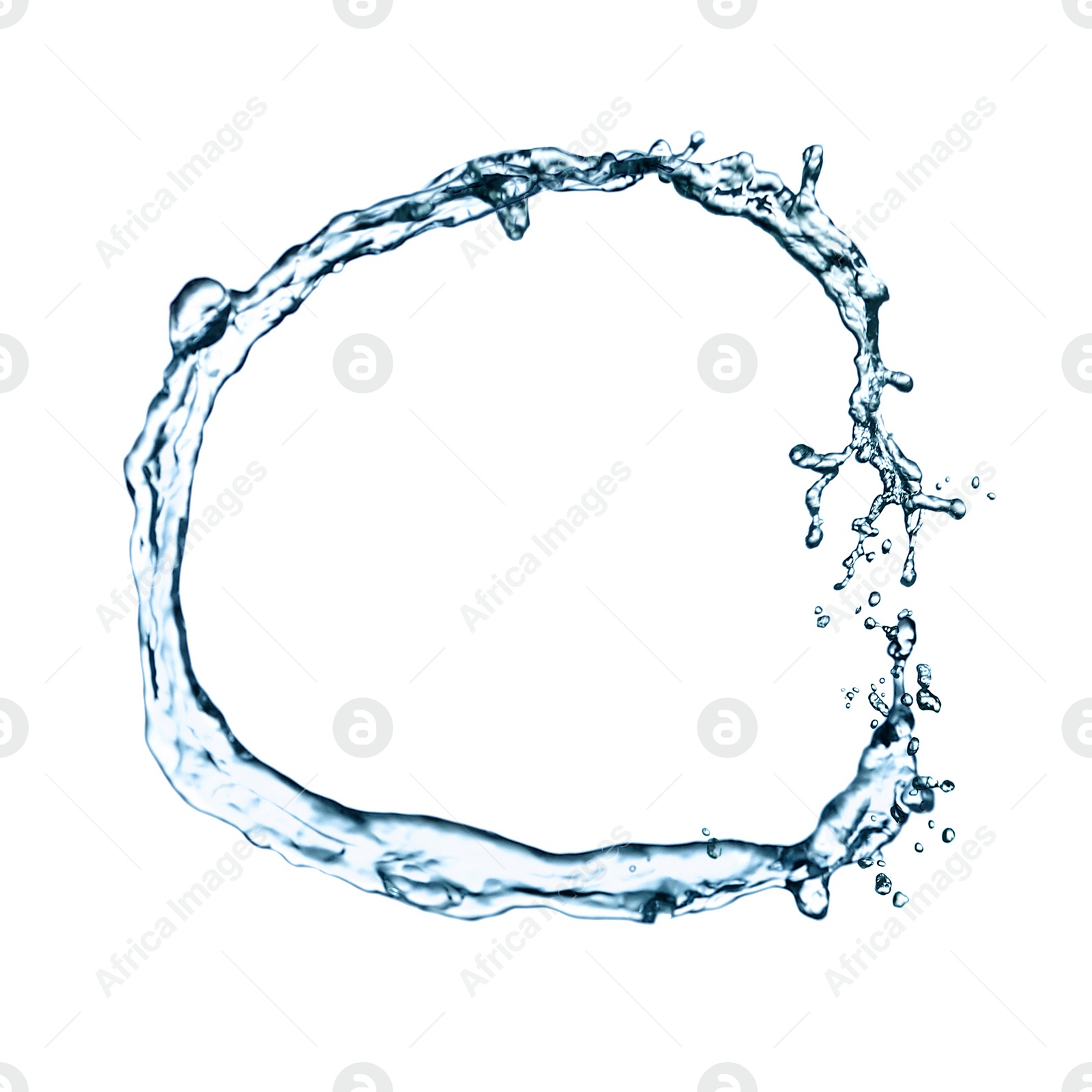 Image of Frame made of water splash on white background, space for text