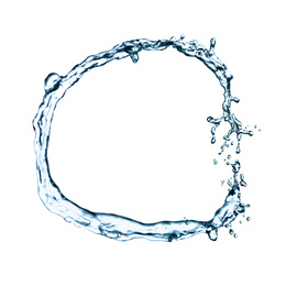 Image of Frame made of water splash on white background, space for text