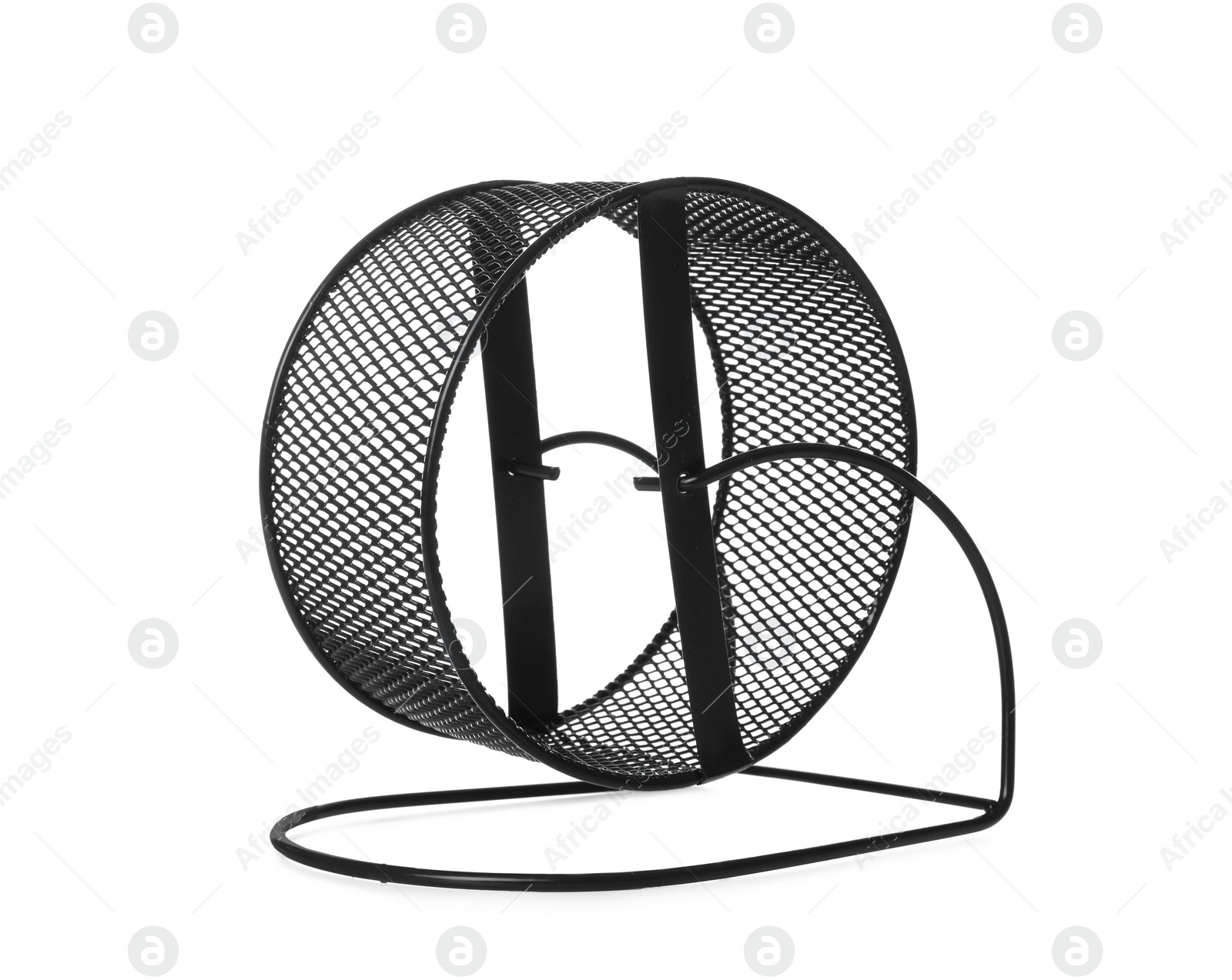 Photo of Black metal hamster wheel isolated on white