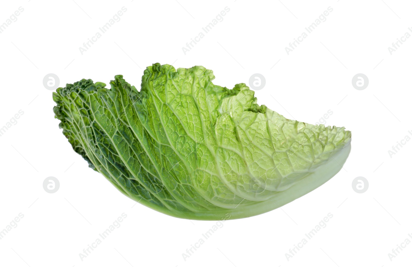 Photo of Leaf of fresh savoy cabbage isolated on white