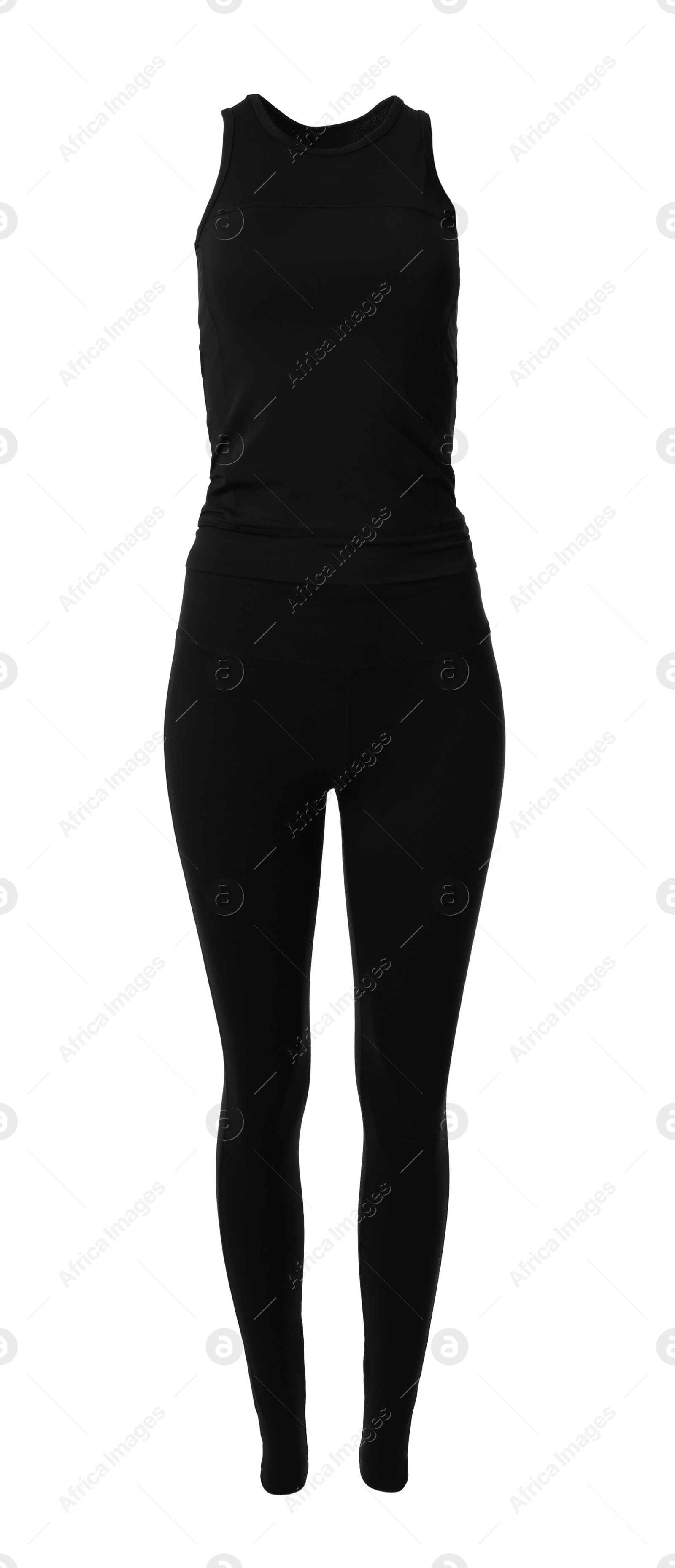 Photo of New black women's sport clothes isolated on white