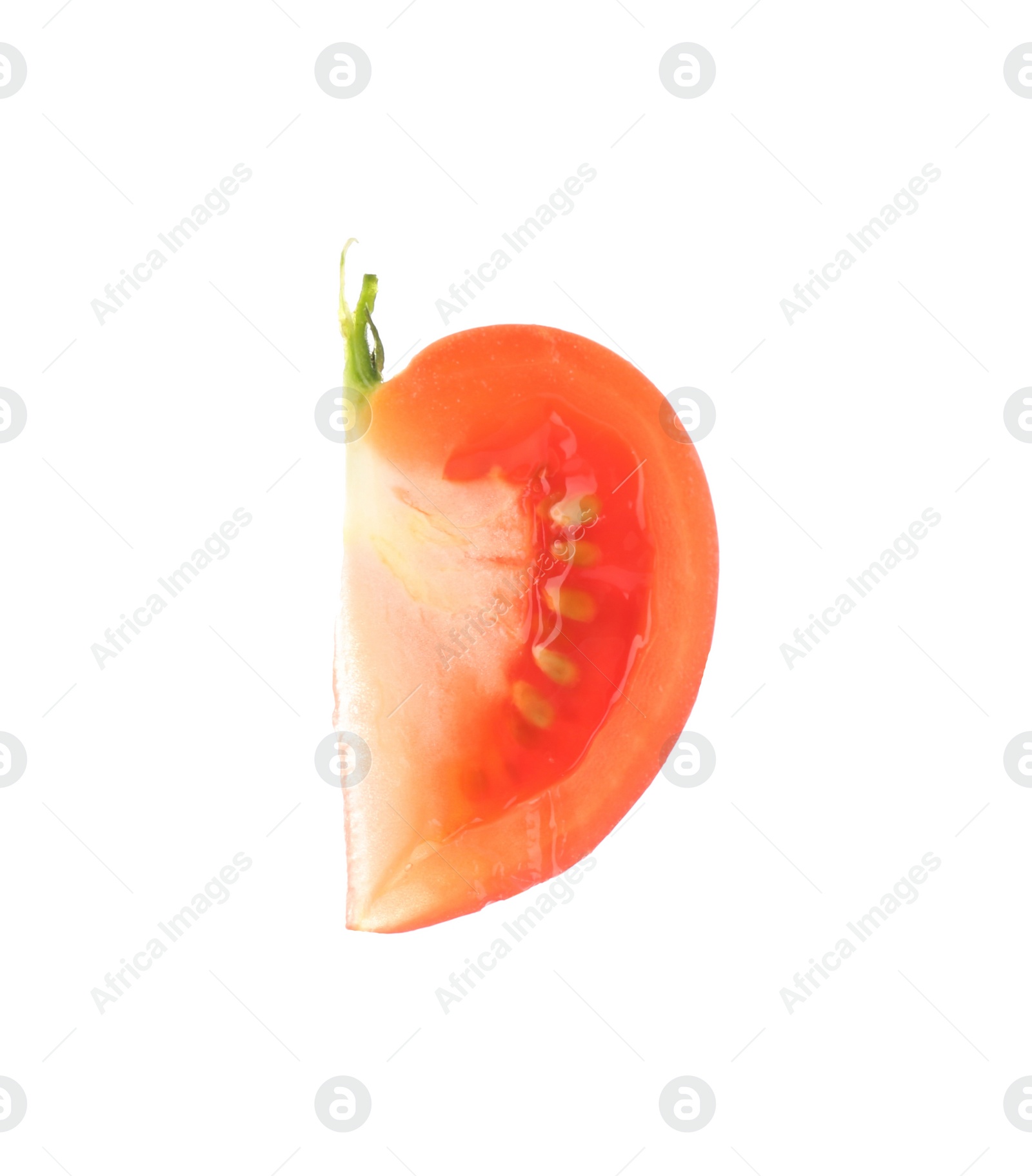 Photo of Slice of fresh tomato isolated on white