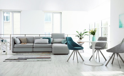 Photo of Modern living room interior with comfortable sofa