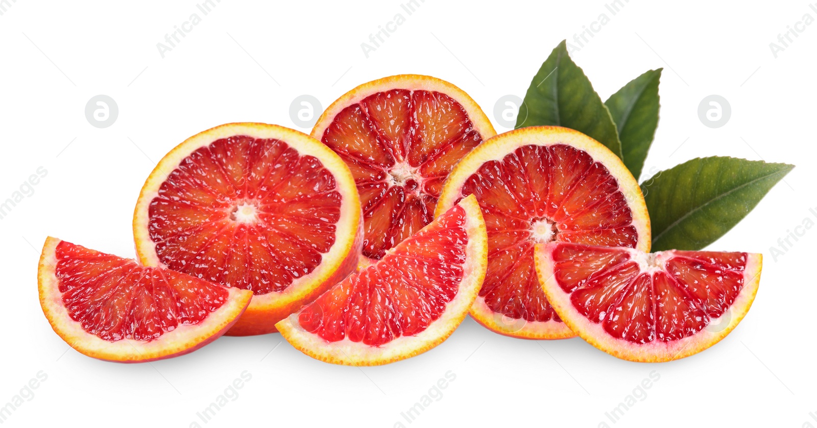 Image of Delicious ripe red oranges on white background. Banner design