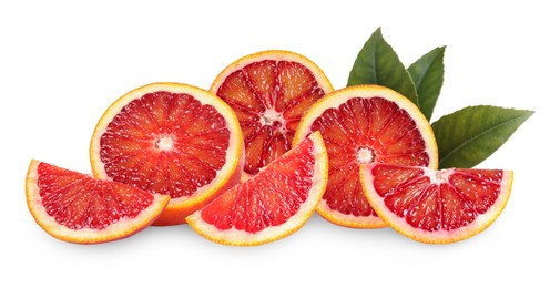 Image of Delicious ripe red oranges on white background. Banner design