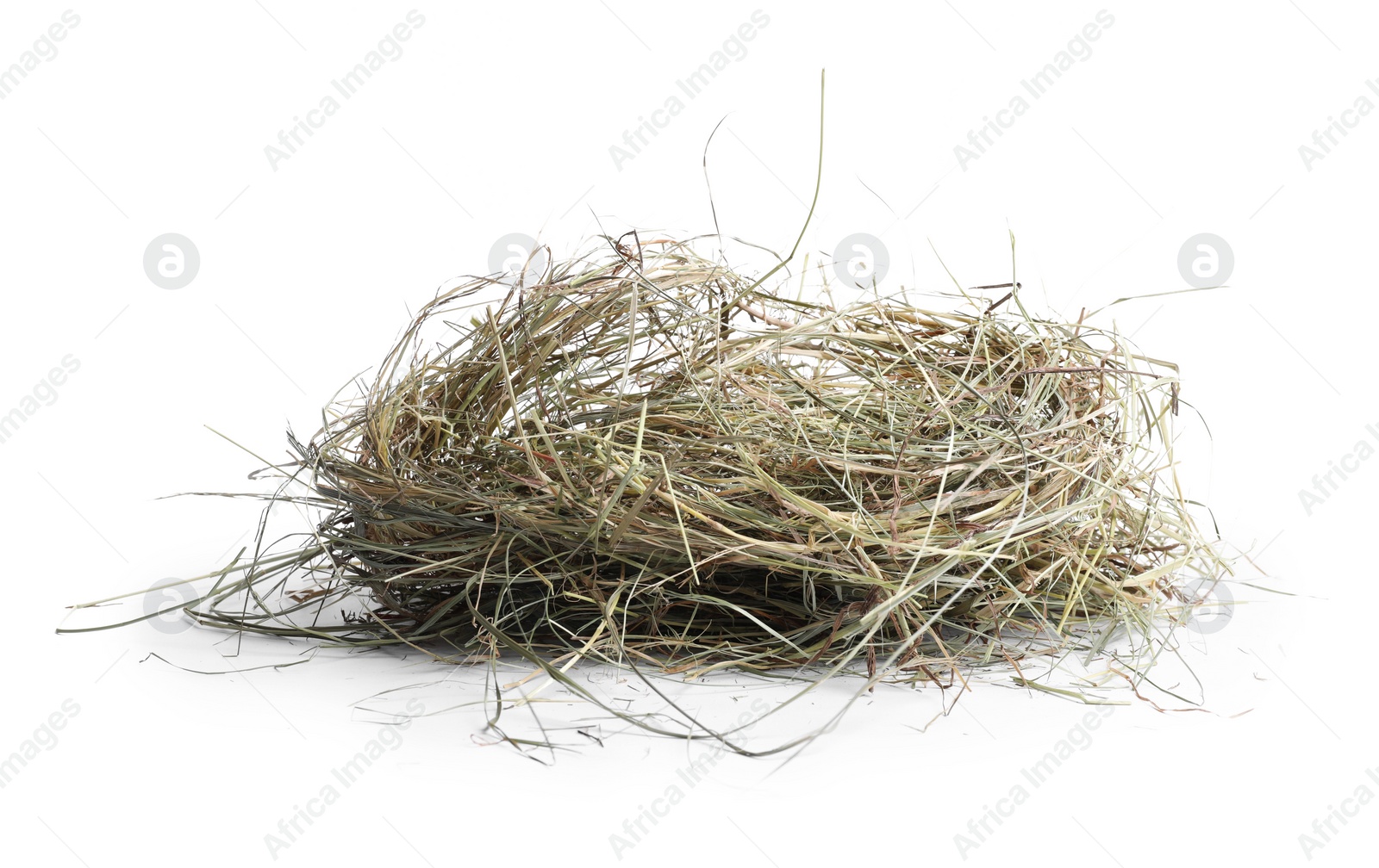 Photo of Dried hay isolated on white. Livestock feed