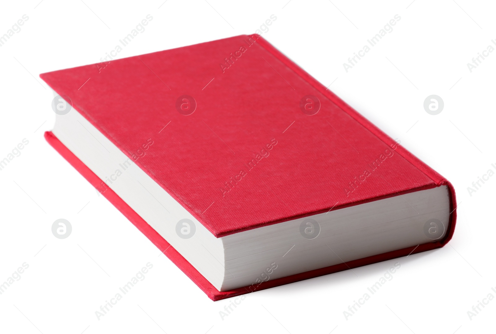 Photo of One closed red hardcover book isolated on white