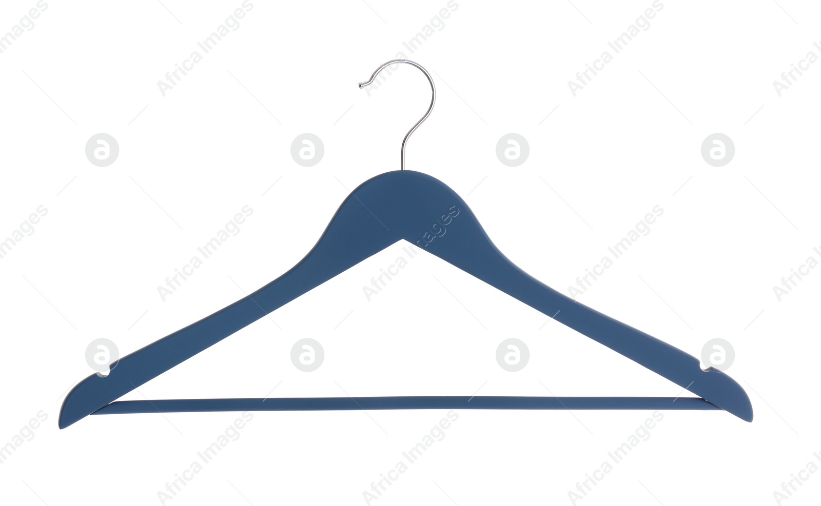 Photo of Empty hanger on white background. Wardrobe accessory