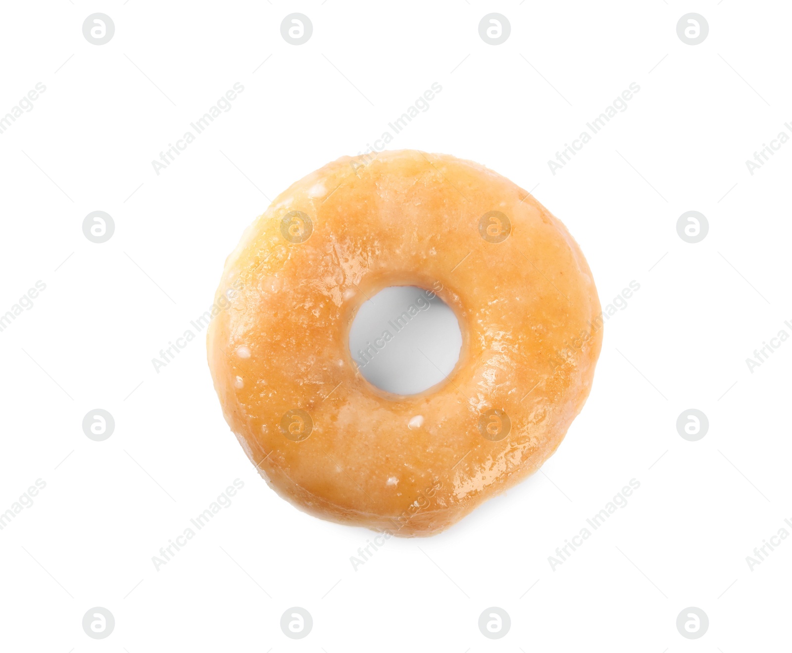 Photo of Sweet delicious glazed donut isolated on white