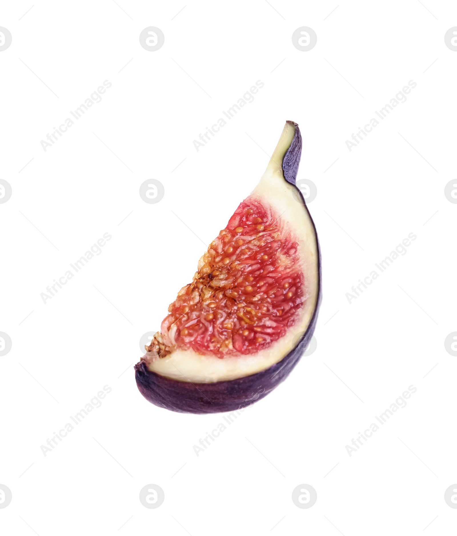 Photo of Slice of fresh ripe fig isolated on white