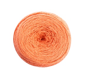 Clew of color knitting thread on white background