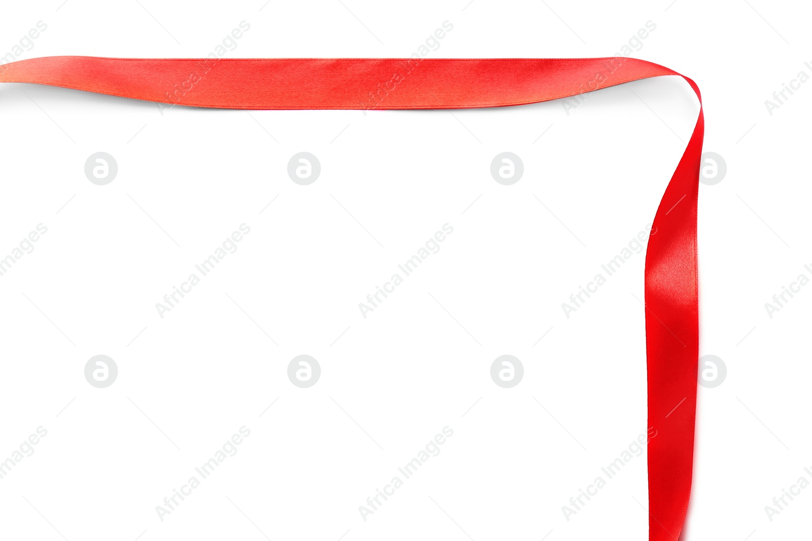 Photo of Beautiful satin ribbon on white background, top view